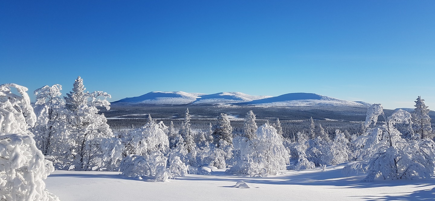 Mountain tour on cross country skis